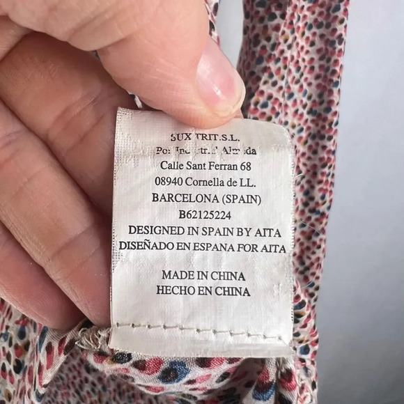 Anthropologie Aita Vneck Long Sleeve Colorful Geo Print Blouse Sz Small - Picture 8 of 9